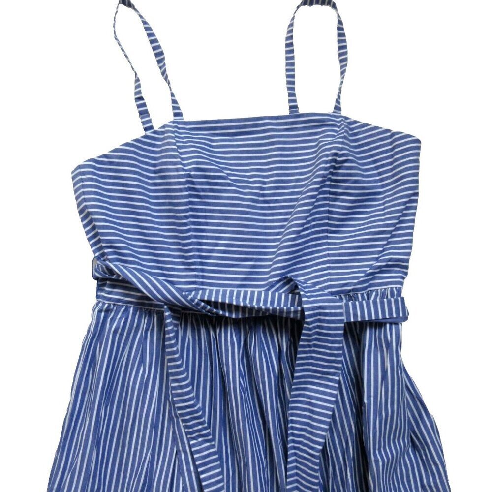 NWT J.Crew Tiered Maxi in Lagoon White Stripes Tie Waist Cotton Sun Dress 0 - Picture 4 of 7